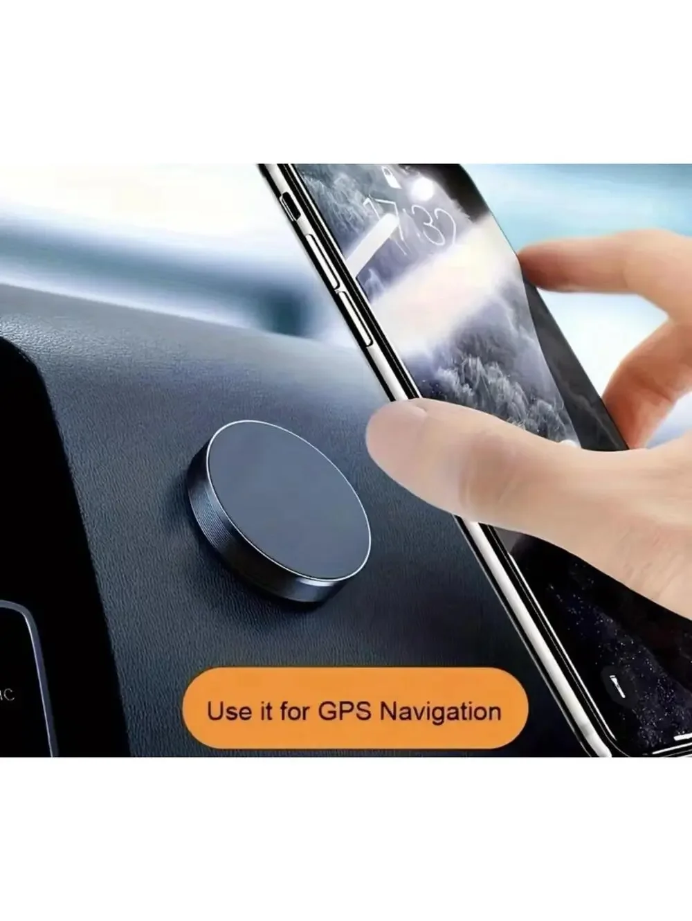 Pack Of 2 Magnetic Car Phone Holder Dashboard Mount | Metal + 2 Plates